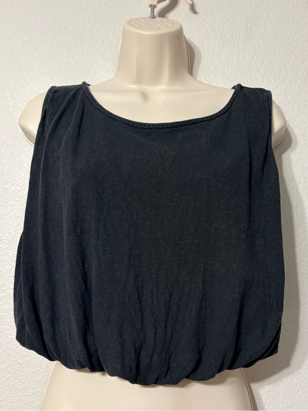 Free People Beach Women’s Washed Black Sleeveless Bubble Hem Tank Top XS